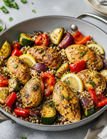 One-Pan Lemon Herb Chicken with Quinoa and Roasted Vegetables