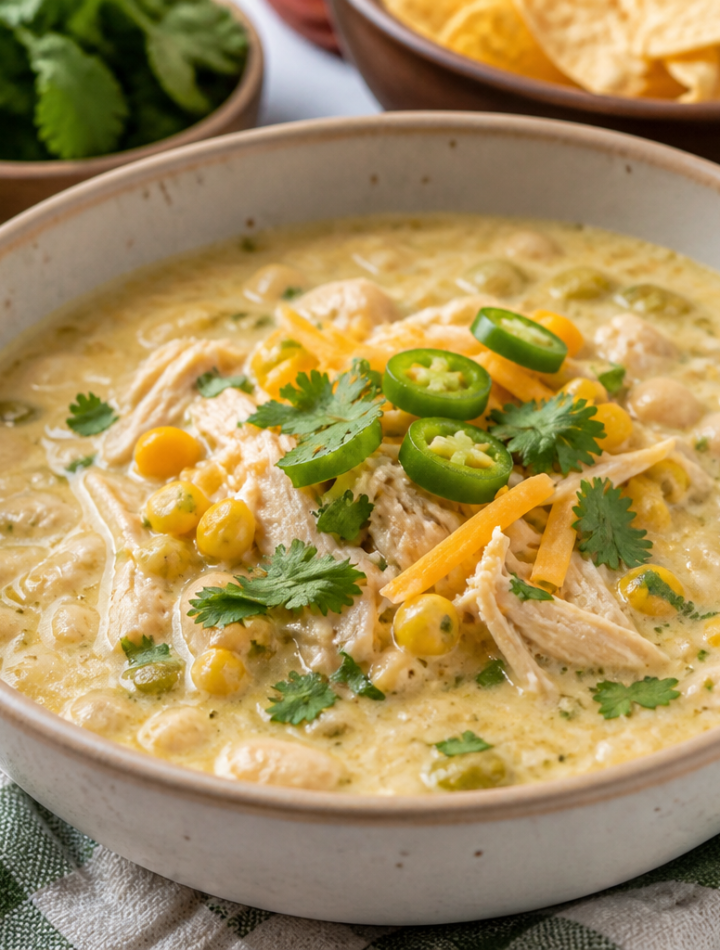 Slow Cooker Creamy White Chicken Chili